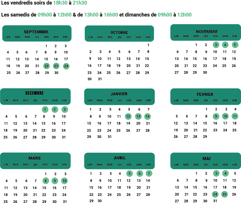 calendrier 200h version mobile